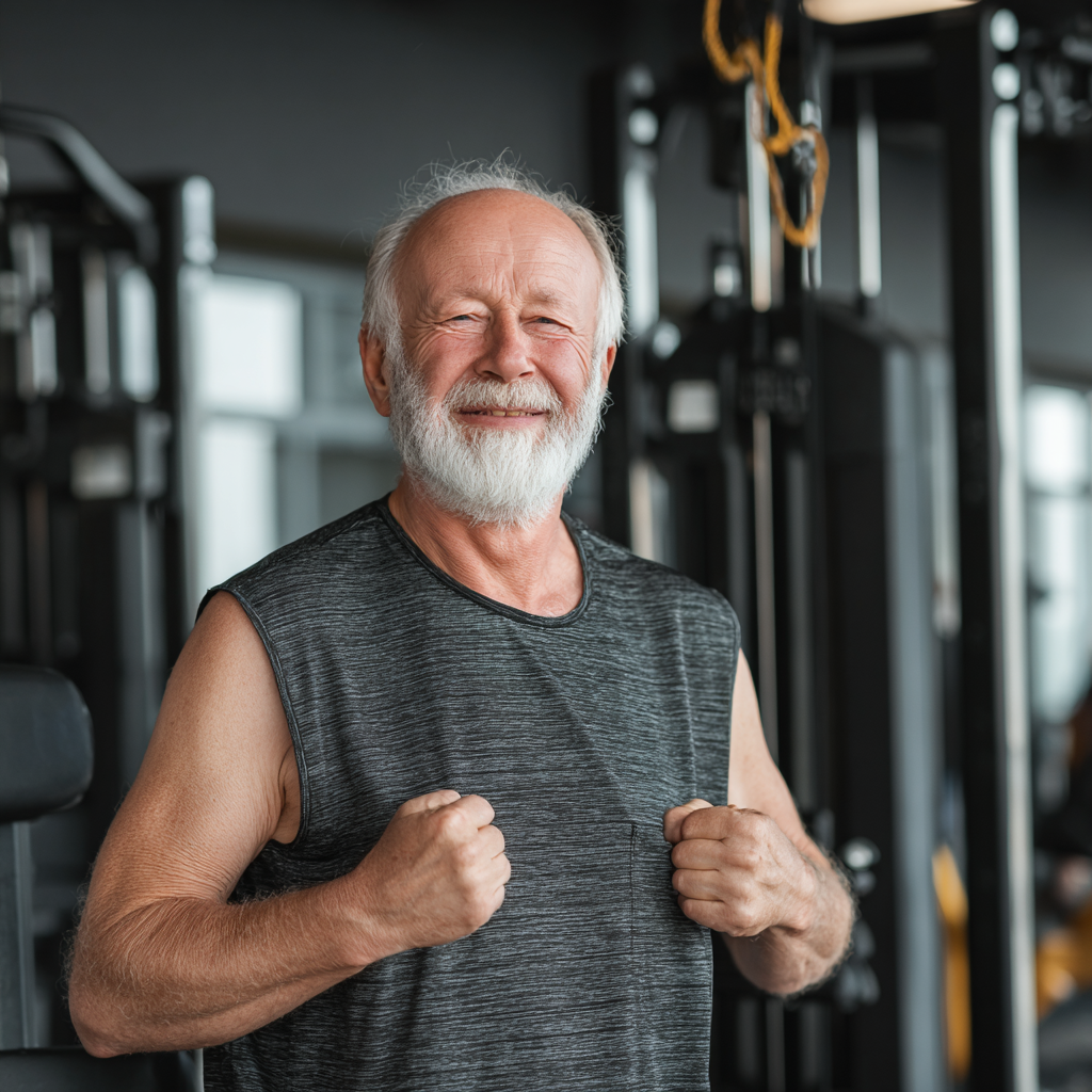 Confident middle-aged European man in casual clothing writing in a journal outdoors